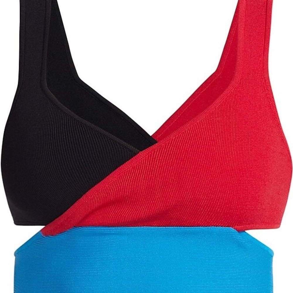 Staud colorblock knit crop top.